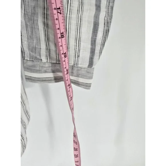 Lafayette‎ 148 New York Medium Striped Linen Blend Shirt Button Down Coastal - Picture 5 of 7